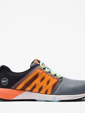 Timberland PRO Gray Orange Black Athletic Sneakers with Aqua Laces